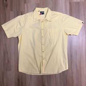 Vintage Lost Enterprises Yellow Button Down Collar Shirt Y2K Sz XXL Oversized
